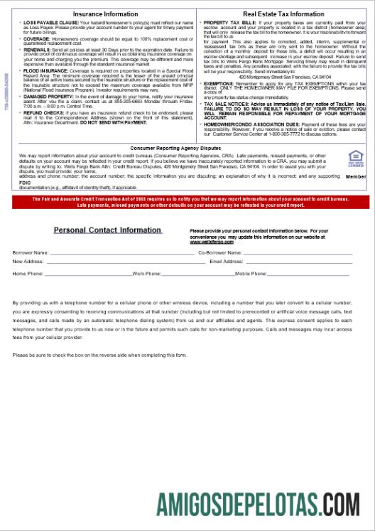 Extrato de hipoteca do Wells Fargo Bank dos EUA em formatos Word e PDF, 3 páginas 3 amostra